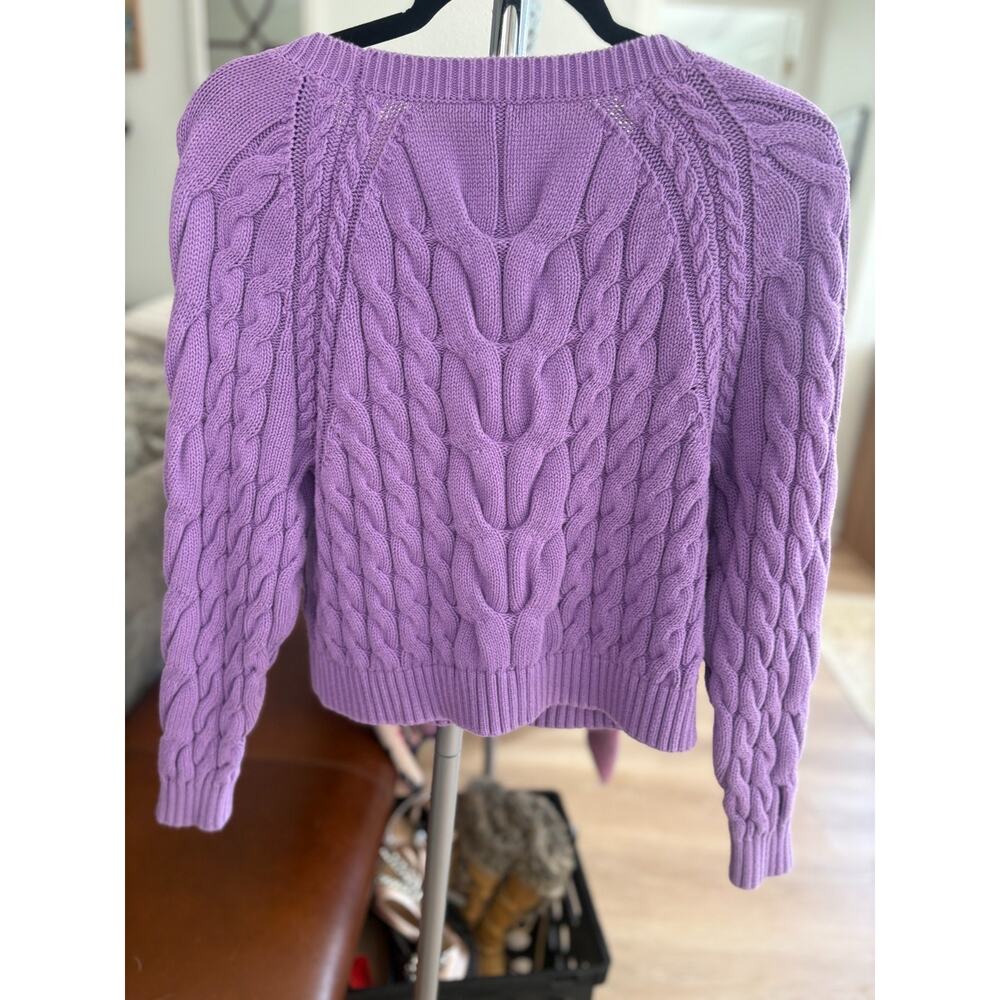Express Women's Chunky Knit Cropped Sweater in Purple Size M 4-8 - Picture 4 of 4